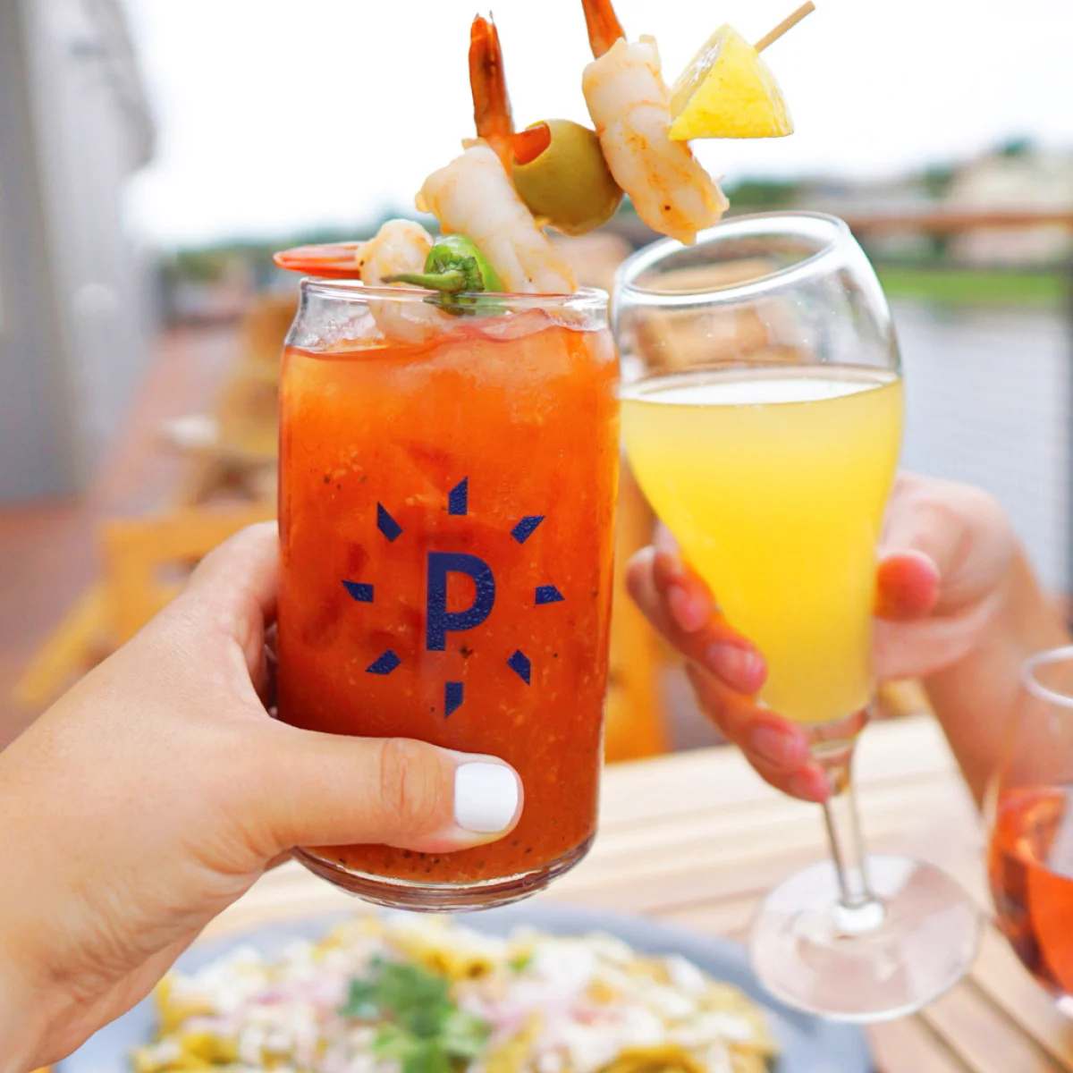toast with bloody mary and beer