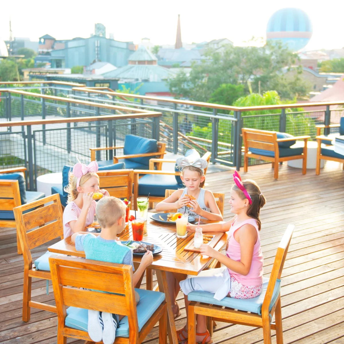 young diners on the deck
