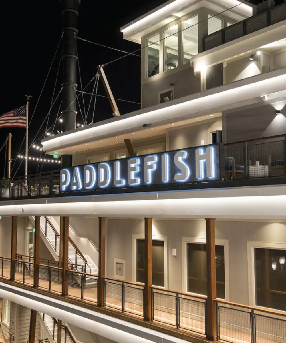 Paddlefish exterior at night - Mobile