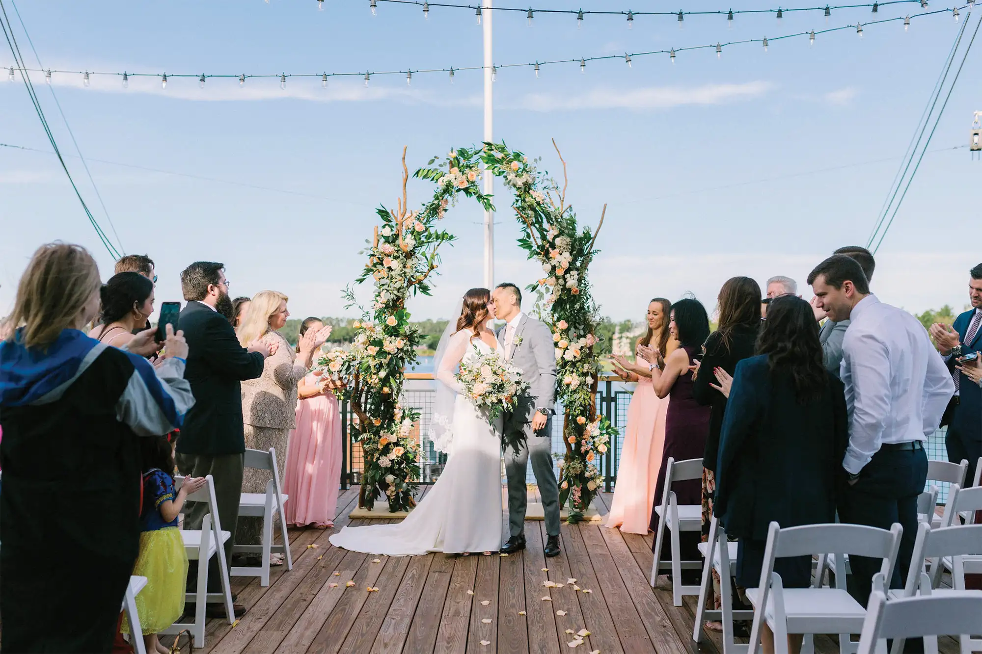 bride and groom kissing